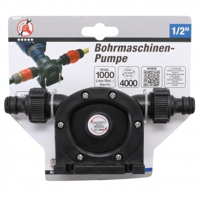 Siurblys su antgaliais statomas į grąžtą 1/2" 1000l/h 50830 1 Siurblys su antgaliais statomas į grąžtą 1/2" 1000l/h 50830 1