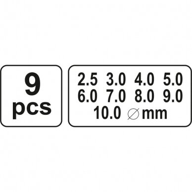Skylių išmušėjų odoje rinkinys 9vnt. 2.5-10mm 3 Skylių išmušėjų odoje rinkinys 9vnt. 2.5-10mm 3