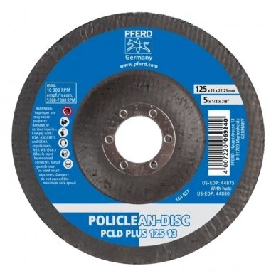 Šlifavimo diskas šviesiai mėlynas 125mm 13mm 22.2mm Policlean PCLD Plus 1 Šlifavimo diskas šviesiai mėlynas 125mm 13mm 22.2mm Policlean PCLD Plus 1