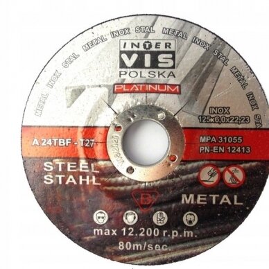 Šlifavimo diskas 125mm 6mm 22.2mm Šlifavimo diskas 125mm 6mm 22.2mm