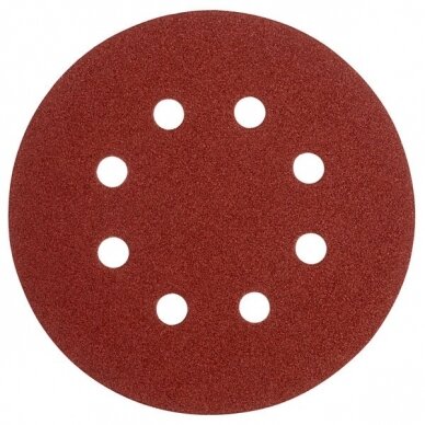Šlifavimo popierius klijuojamas 8 skylės 5vnt. 125mm P40-100 Šlifavimo popierius klijuojamas 8 skylės 5vnt. 125mm P40-100