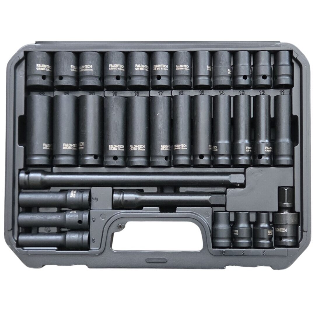Smūginių galvučių rinkinys, ilgos/trumpos su priedais 1/2″ 8-22mm 33vnt. 1 Smūginių galvučių rinkinys, ilgos/trumpos su priedais 1/2″ 8-22mm 33vnt. 1