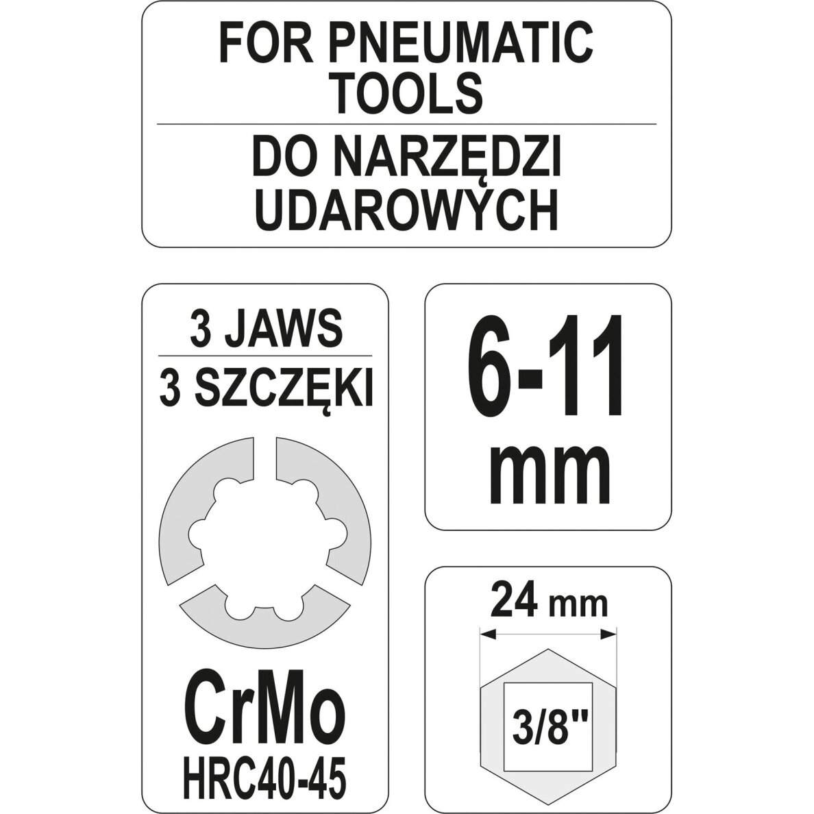 Smeigių išsukėjas 6-11mm YT-06255 3 Smeigių išsukėjas 6-11mm YT-06255 3