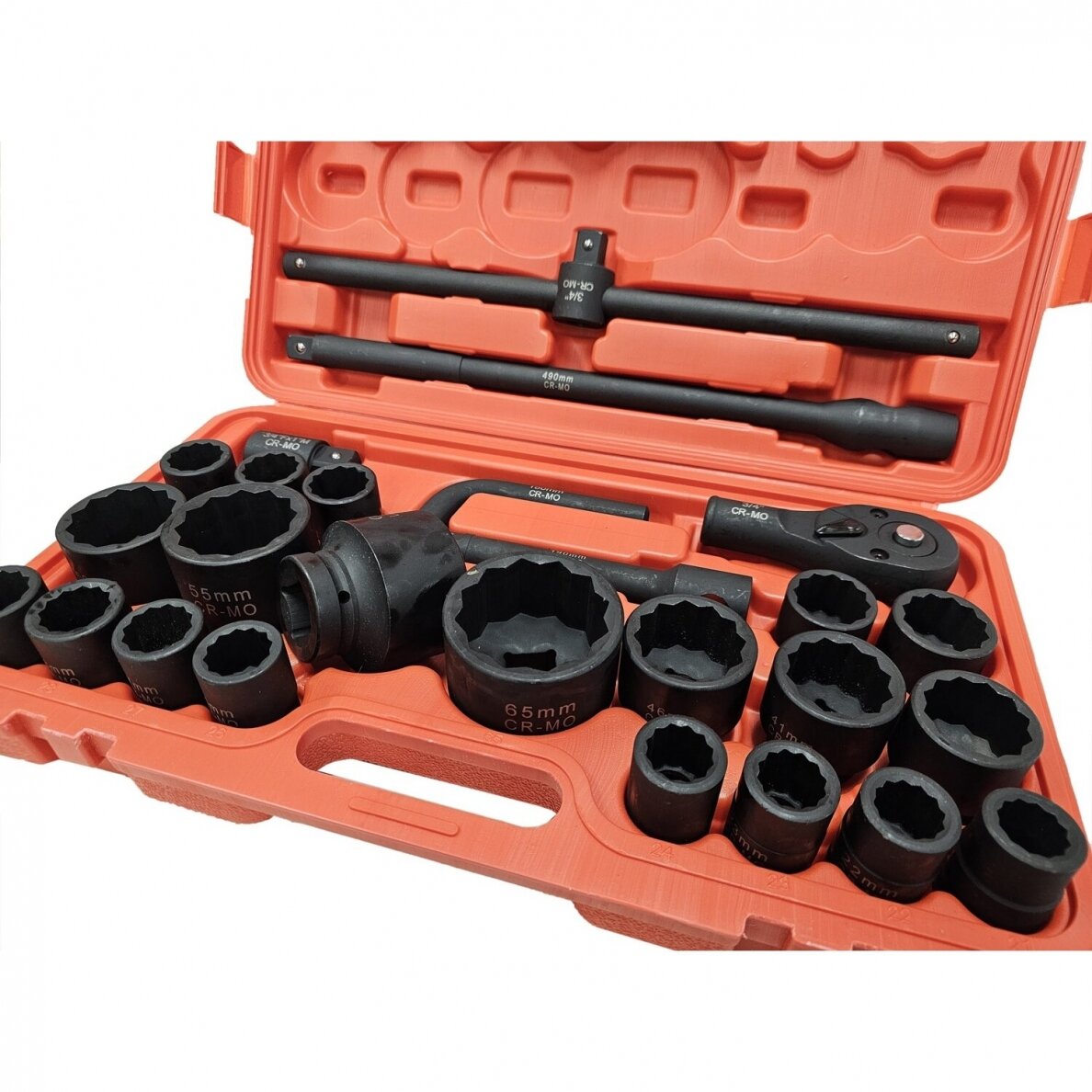 Galvučių rinkinys 12 kampų 3/4" + 1"  26vnt. (21-65mm) 1