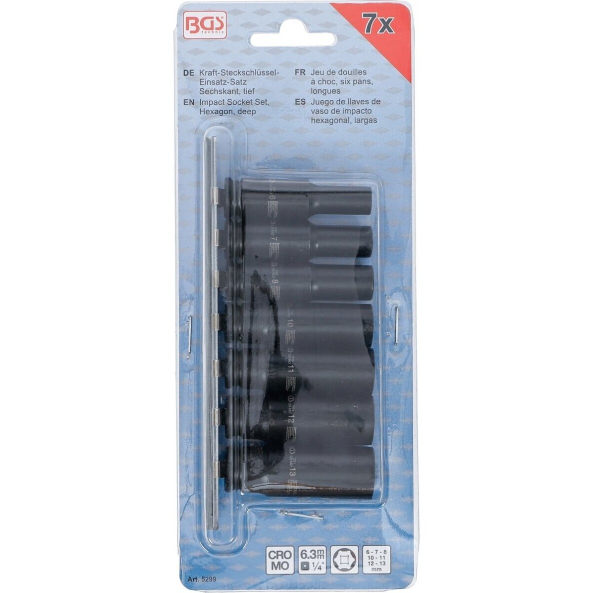 Smūginių galvučių rinkinys 1/4" 6-13mm 7vnt. 5299 3 Smūginių galvučių rinkinys 1/4" 6-13mm 7vnt. 5299 3