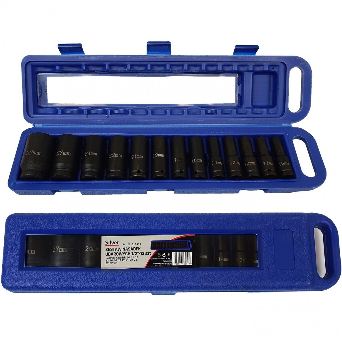Smūginių ilgų galvučių rinkinys 1/2" 10-32mm 13vnt. S10613