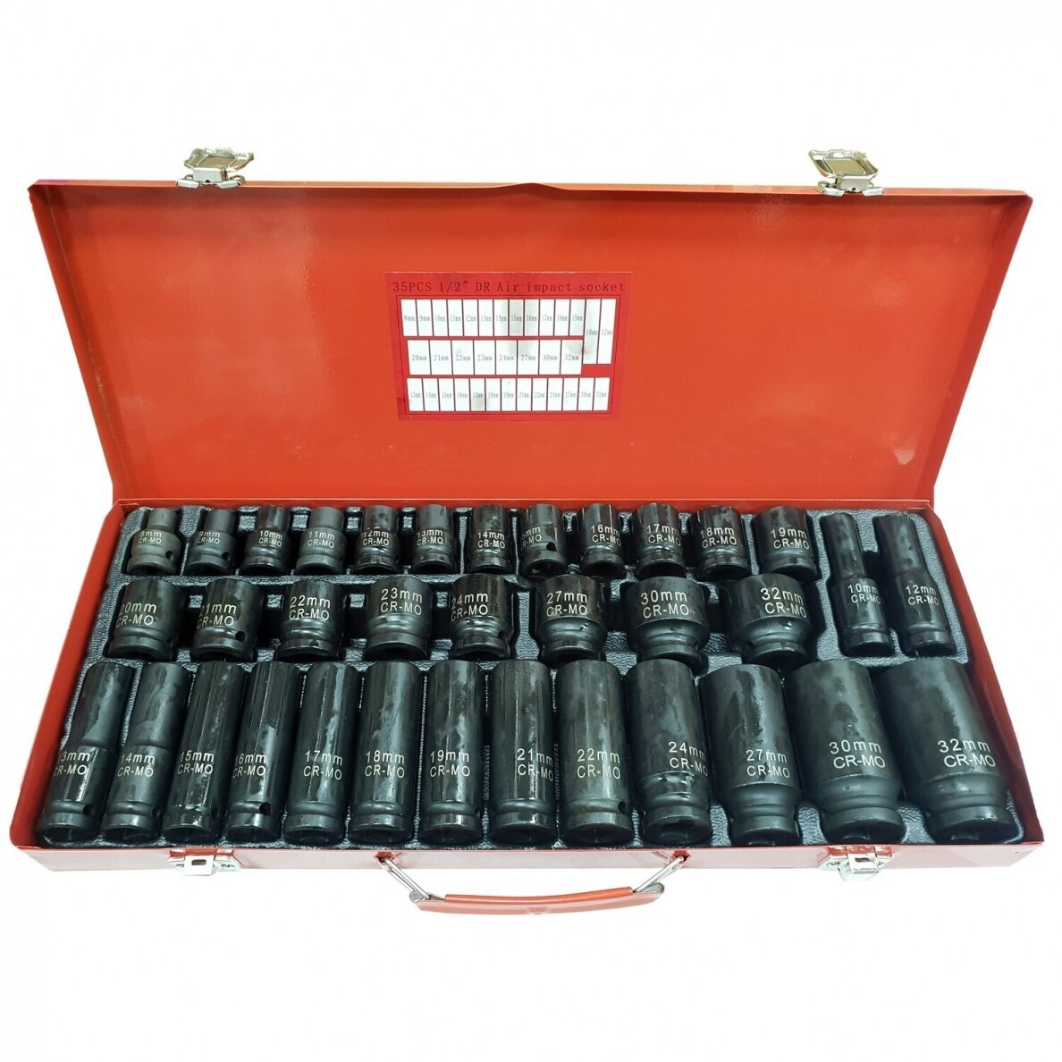 Smūginių ilgų ir trumpų galvučių rinkinys 1/2" 8-32mm 35vnt.