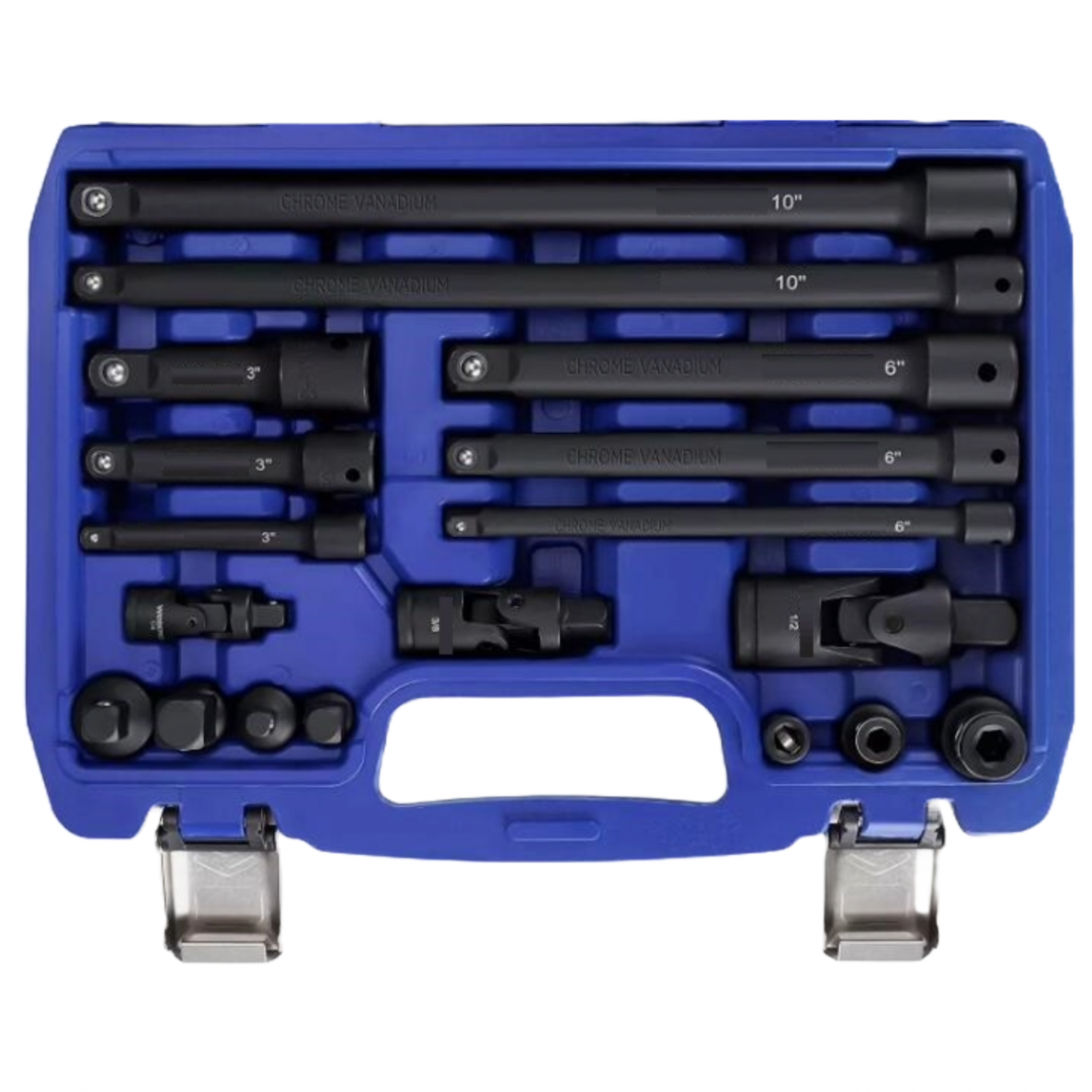 Ilgintuvų / adapterių / šarnyrų rinkinys 1/4"+3/8"+1/2" 18vnt. MHR10834