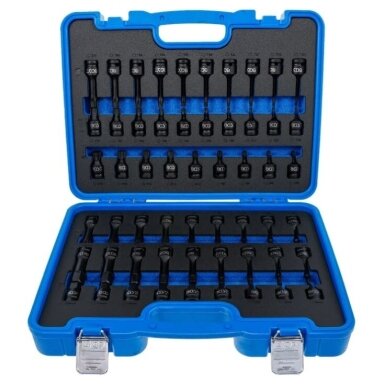 Smūginių antgalių rinkinys torx/hex/spline 1/2" 56vnt. 7298 Smūginių antgalių rinkinys torx/hex/spline 1/2" 56vnt. 7298