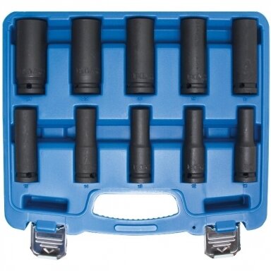 Smūginių ilgų galvučių rinkinys 1/2" 10-24mm 10vnt. Smūginių ilgų galvučių rinkinys 1/2" 10-24mm 10vnt.
