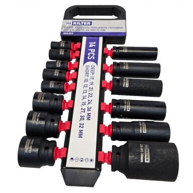 Smūginių ilgų galvučių rinkinys 1/2" 10-36mm 14vnt. Smūginių ilgų galvučių rinkinys 1/2" 10-36mm 14vnt.