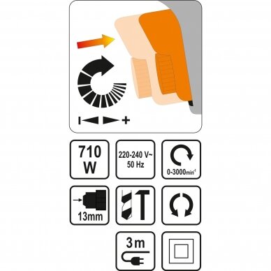 Gręžtuvas 710W 1.5-13mm 3 Gręžtuvas 710W 1.5-13mm 3