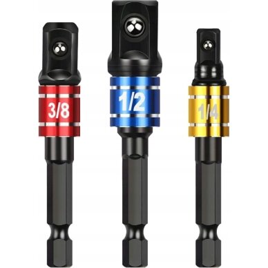 Smūginių adapterių rinkinys 1/4", 3/8", 1/2" Smūginių adapterių rinkinys 1/4", 3/8", 1/2"