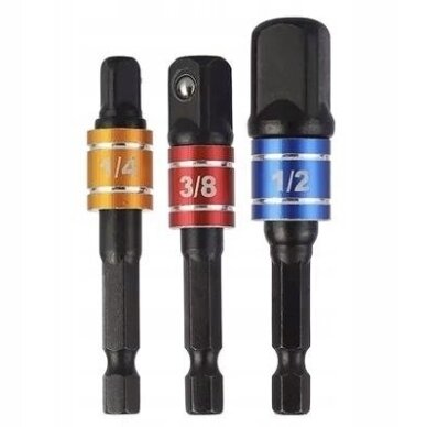 Smūginių adapterių rinkinys 1/4", 3/8", 1/2" 2 Smūginių adapterių rinkinys 1/4", 3/8", 1/2" 2