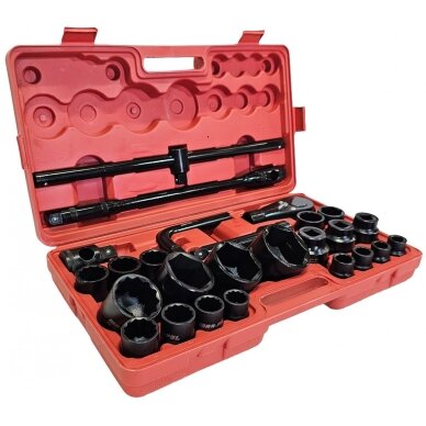 Galvučių rinkinys 6 ir 12 kampų 3/4" + 1" 26vnt. (17-65mm) 2