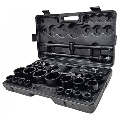 Galvučių rinkinys 6 kampų 3/4" + 1"  26vnt. (21-65mm) 3
