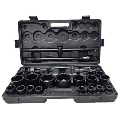 Galvučių rinkinys 6 kampų 3/4" + 1"  26vnt. (21-65mm)