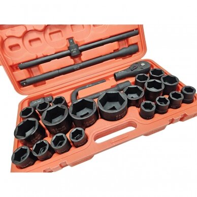 Galvučių rinkinys 6 kampų 3/4" + 1" 26vnt. (21-65mm) 1 Galvučių rinkinys 6 kampų 3/4" + 1" 26vnt. (21-65mm) 1
