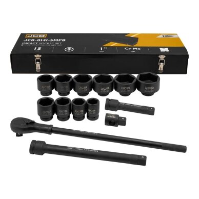 Smūginių galvučių rinkinys 1" 36-80mm 15vnt. Smūginių galvučių rinkinys 1" 36-80mm 15vnt.
