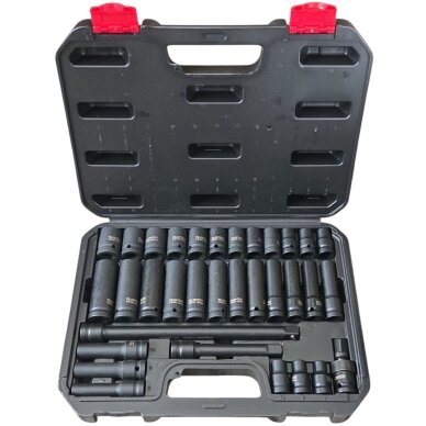 Smūginių galvučių rinkinys, ilgos/trumpos su priedais 1/2″ 8-22mm 33vnt.