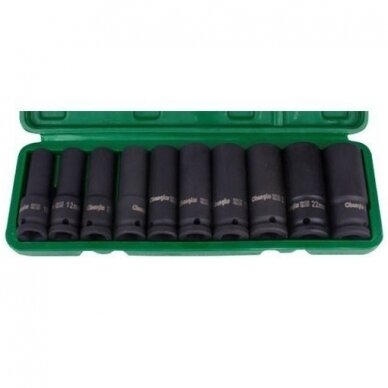 Smūginių ilgų galvučių rinkinys 1/2" 10-24mm 10vnt. Smūginių ilgų galvučių rinkinys 1/2" 10-24mm 10vnt.
