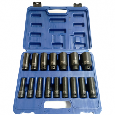 Smūginių ilgų galvučių rinkinys 1/2" 10-32mm 16vnt. S11662 Smūginių ilgų galvučių rinkinys 1/2" 10-32mm 16vnt. S11662