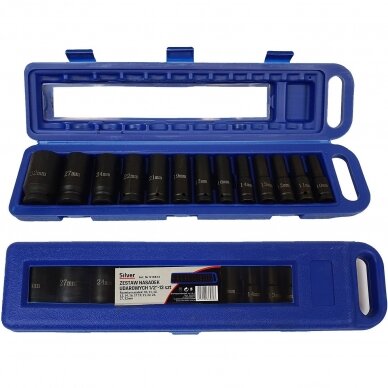 Smūginių ilgų galvučių rinkinys 1/2" 10-32mm 13vnt. S10613 Smūginių ilgų galvučių rinkinys 1/2" 10-32mm 13vnt. S10613