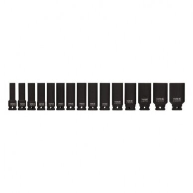 Smūginių ilgų galvučių rinkinys 1/2" 10-32mm 15vnt. 3 Smūginių ilgų galvučių rinkinys 1/2" 10-32mm 15vnt. 3