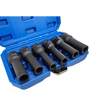 Smūginių ilgų galvučių rinkinys E-Type ir 12 kampų | 20 mm (3/4") | 6 vnt.