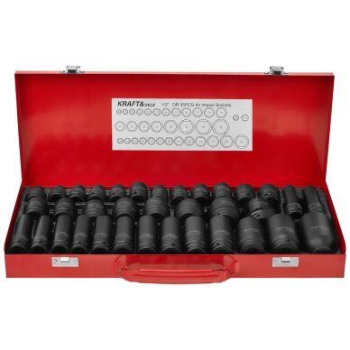 Smūginių ilgų ir trumpų galvučių rinkinys 1/2" 8-32mm 35vnt. KD11756