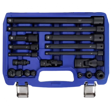 Ilgintuvų / adapterių / šarnyrų rinkinys 1/4"+3/8"+1/2" 18vnt. MHR10834 Ilgintuvų / adapterių / šarnyrų rinkinys 1/4"+3/8"+1/2" 18vnt. MHR10834
