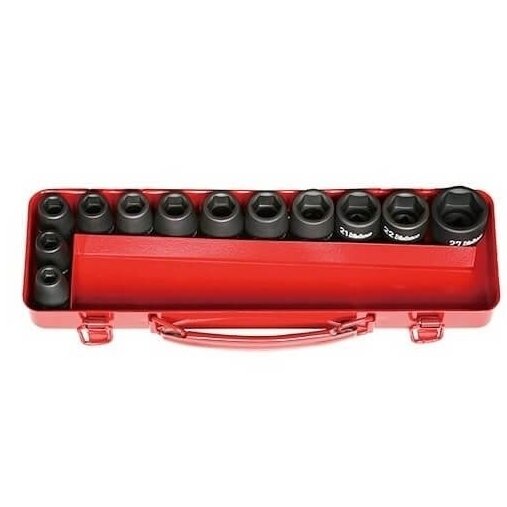 Smūginių galvučių rinkinys 1/2" 10-27mm 12vnt. Smūginių galvučių rinkinys 1/2" 10-27mm 12vnt.