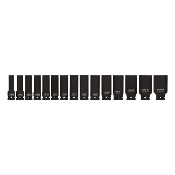 Smūginių ilgų galvučių rinkinys 1/2" 10-32mm 15vnt. 3 Smūginių ilgų galvučių rinkinys 1/2" 10-32mm 15vnt. 3