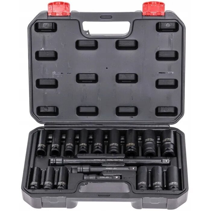 Smūginių galvučių rinkinys, ilgos/trumpos su priedais 1/2″ 8-24mm 18vnt.