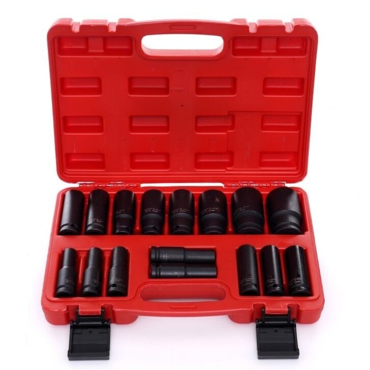 Smūginių ilgų galvučių rinkinys 1/2" 10-32mm 16vnt. Smūginių ilgų galvučių rinkinys 1/2" 10-32mm 16vnt.