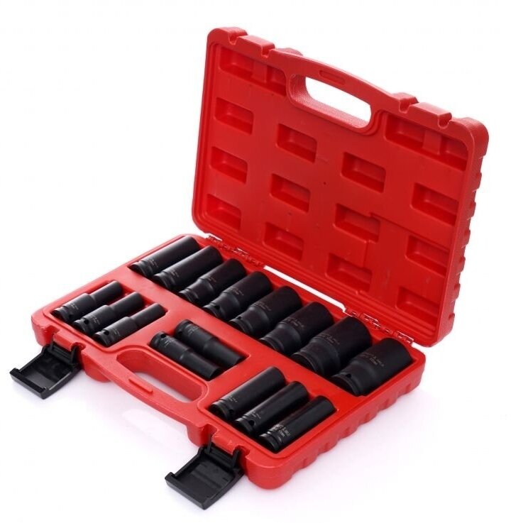 Smūginių ilgų galvučių rinkinys 1/2" 10-32mm 16vnt. 1 Smūginių ilgų galvučių rinkinys 1/2" 10-32mm 16vnt. 1