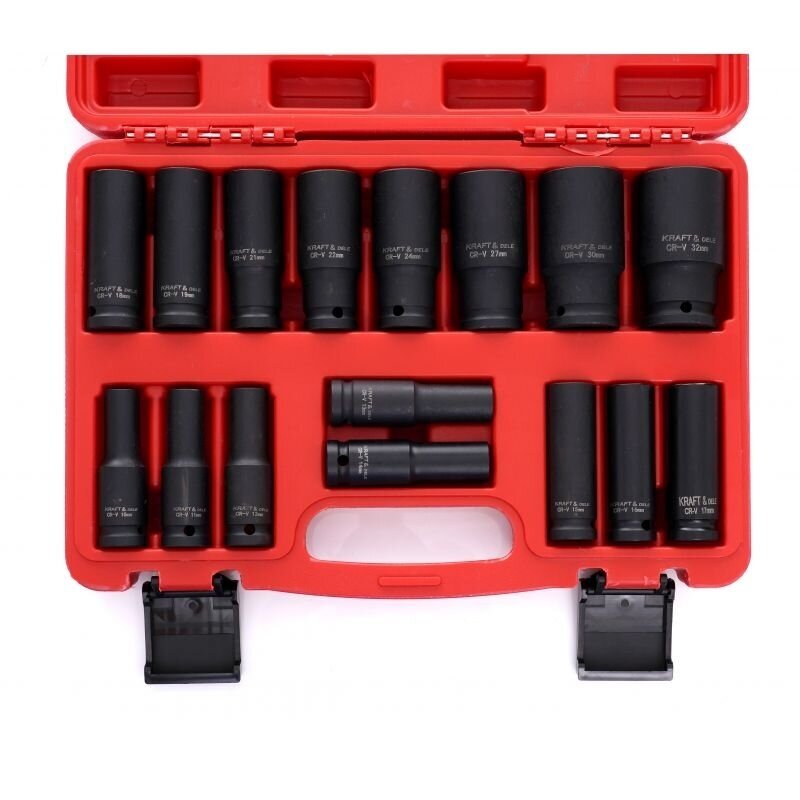 Smūginių ilgų galvučių rinkinys 1/2" 10-32mm 16vnt. 3 Smūginių ilgų galvučių rinkinys 1/2" 10-32mm 16vnt. 3