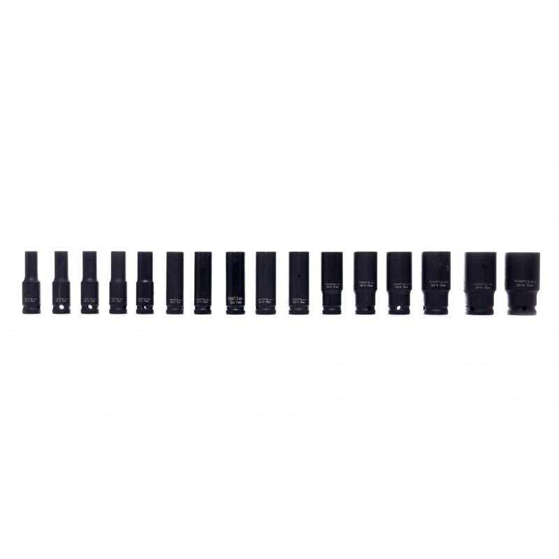 Smūginių ilgų galvučių rinkinys 1/2" 10-32mm 16vnt. 4 Smūginių ilgų galvučių rinkinys 1/2" 10-32mm 16vnt. 4