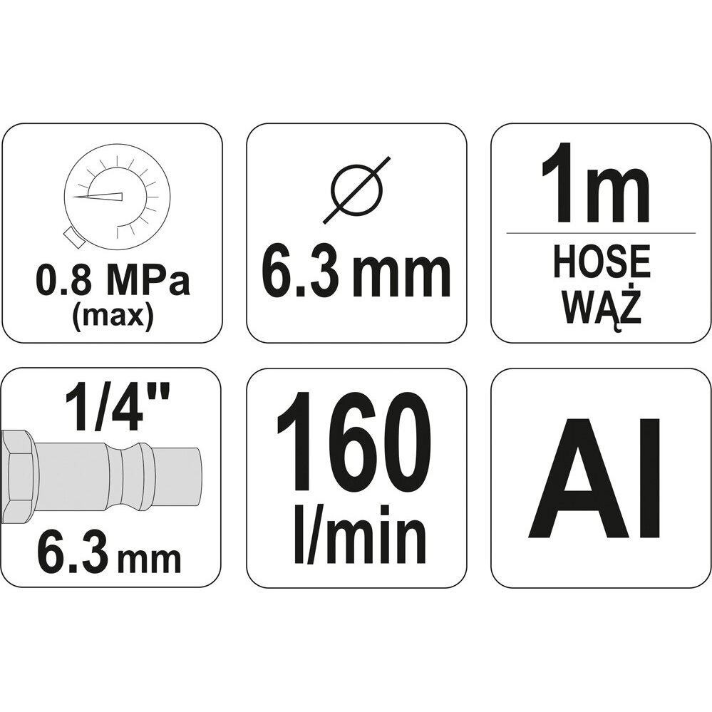 Smėliasrovė su žarna 1/4" YT-2375 1 Smėliasrovė su žarna 1/4" YT-2375 1