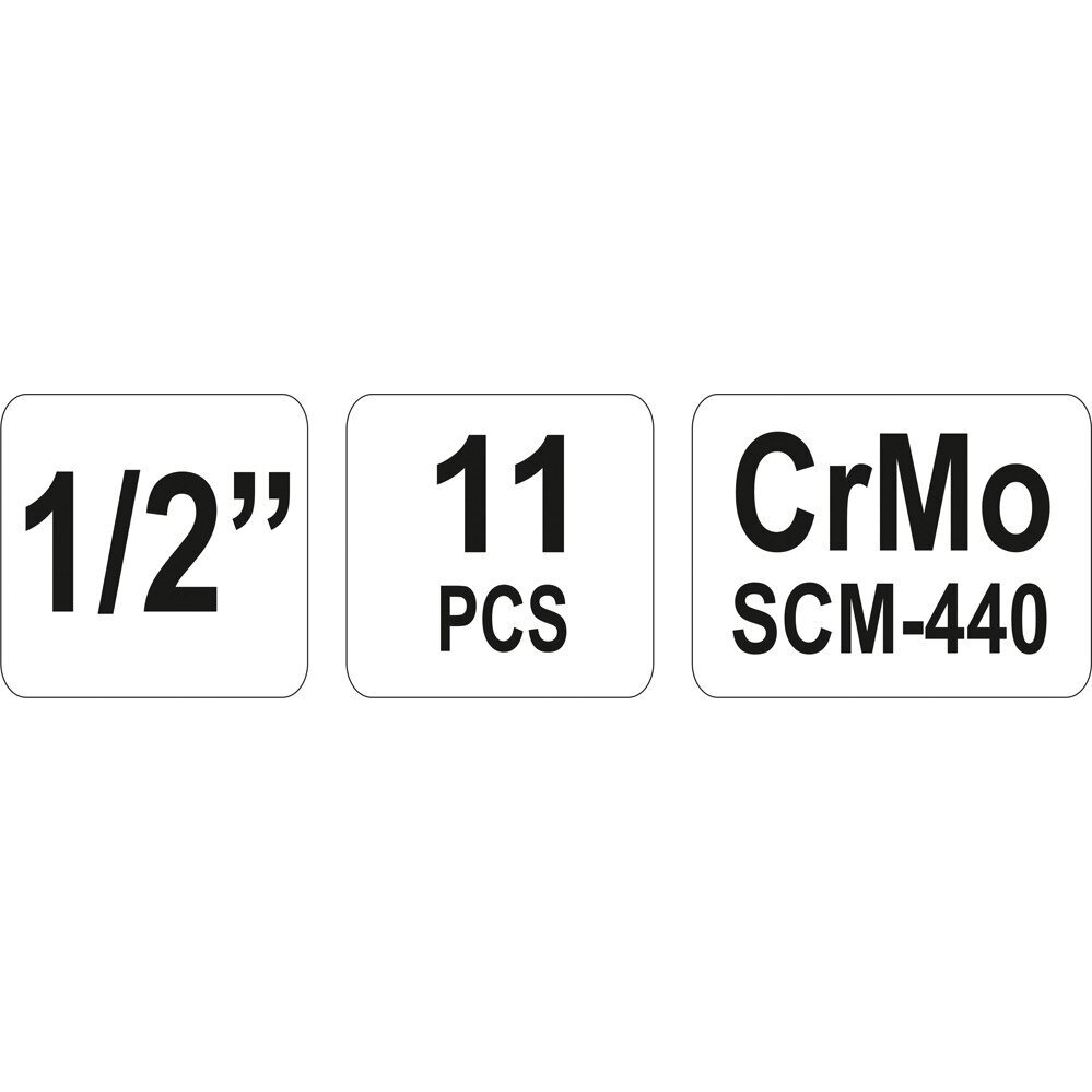 Smūginių ilgų galvučių rinkinys 1/2" 10-24mm 11vnt. 5