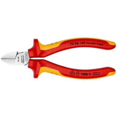 Šoninio kirpimo replės elektrikui 140mm (1000V) KNIPEX Šoninio kirpimo replės elektrikui 140mm (1000V) KNIPEX