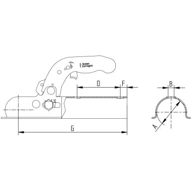 Spyna priekabai 1400kg apvali 70mm 1 Spyna priekabai 1400kg apvali 70mm 1