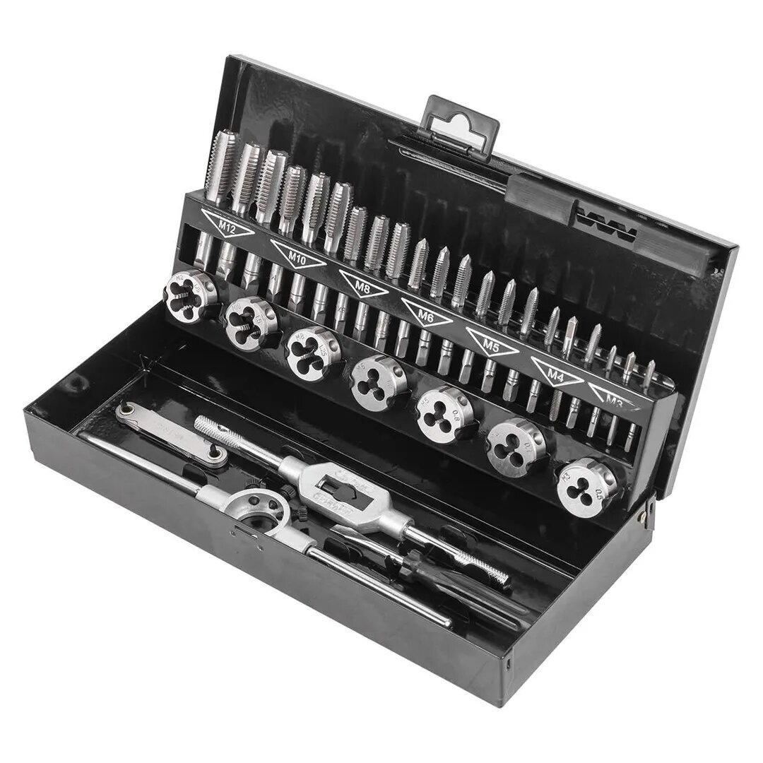 Sriegiklių/sriegpjovių rinkinys metrinis 32vnt. M3-M12 RF-M032-1 1 Sriegiklių/sriegpjovių rinkinys metrinis 32vnt. M3-M12 RF-M032-1 1
