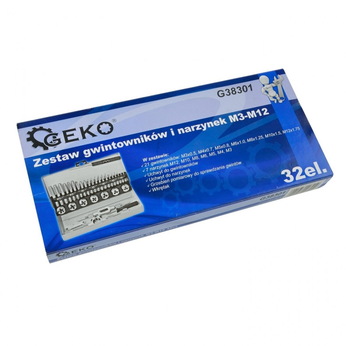 Sriegiklių/sriegpjovių rinkinys 32vnt. M3-M12 2