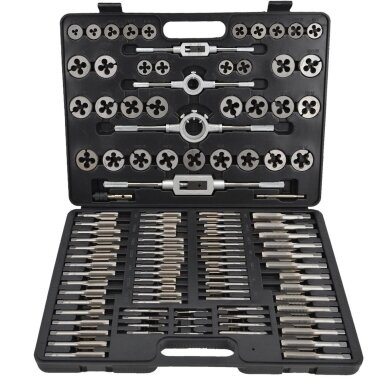 Sriegiklių/sriegpjovių rinkinys metrinis 110vnt. M2-M18 RF-B110-1 Sriegiklių/sriegpjovių rinkinys metrinis 110vnt. M2-M18 RF-B110-1