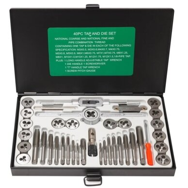 Sriegiklių/sriegpjovių rinkinys metrinis 40vnt. M3-M12 RF-M040-1