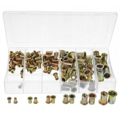 Srieginės plieninės kniedės M3-M10 150vnt. 1 Srieginės plieninės kniedės M3-M10 150vnt. 1