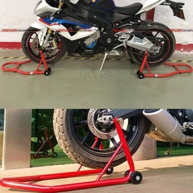 Motociklo stovų rinkinys priekiniam ir galiniam ratui 250kg + papildomi antgaliai 2