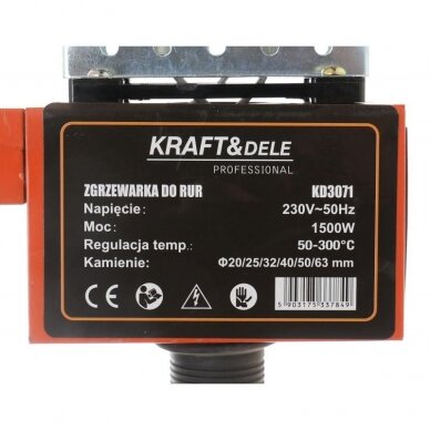 Suvirinimo aparatas termoplasto vamzdžiams (PVC) 1500W KD3071 3