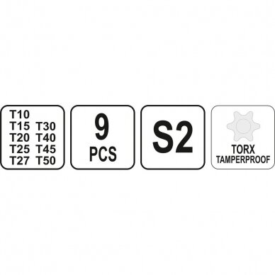 T-rankenėlių atsuktuvų rinkinys star su skyle 9vnt. (T10-T50) 1